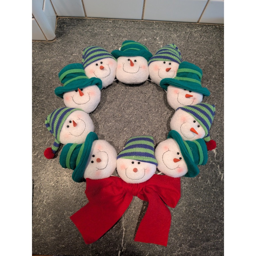 12in Vintage 2006 Ellen Crimi-Trent Snowman Wreath Plush
